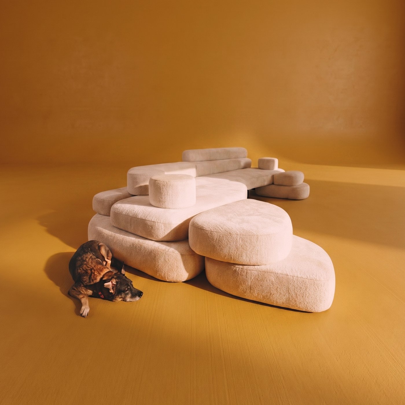 Modular bouclé sofa, alternate view